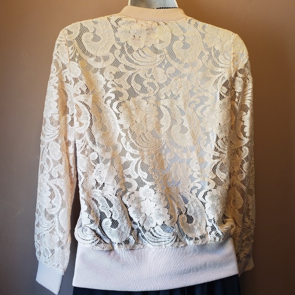 Lace Boho Zip Up Jacket Top Sz M - Picture 4 of 5